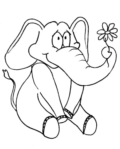 Elefant Med En Blomst fargelegging