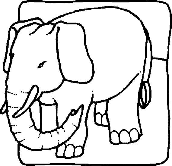 Enkel Elefant fargeleggingsside