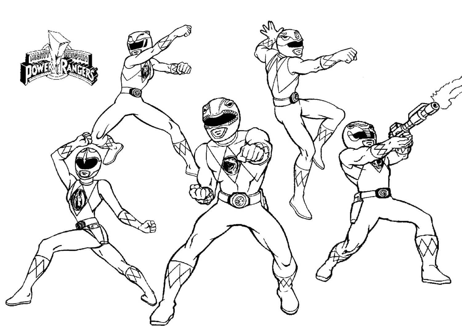 Fem Power Rangers fargeleggingsside