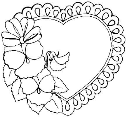 Grunnleggende Hjerte Med Blomster fargeleggingsside