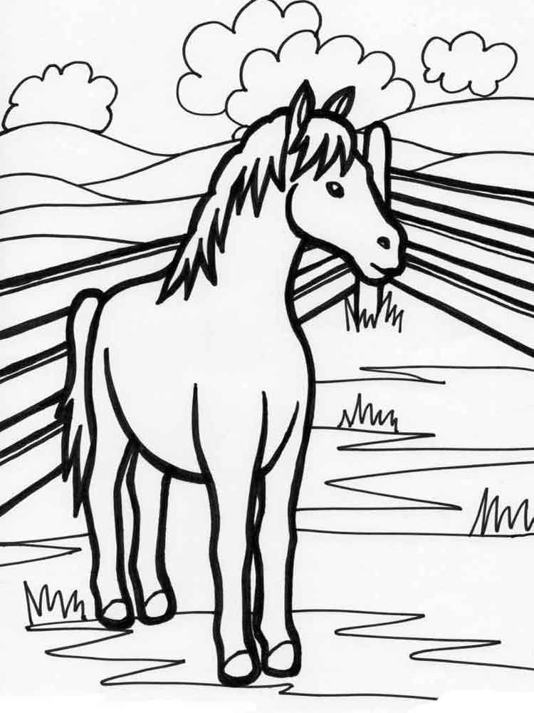 Håndtegnet Hest I Låven fargeleggingsside