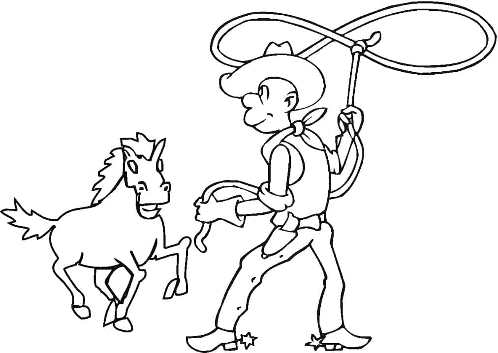 Hest Og Cowboy fargeleggingsside