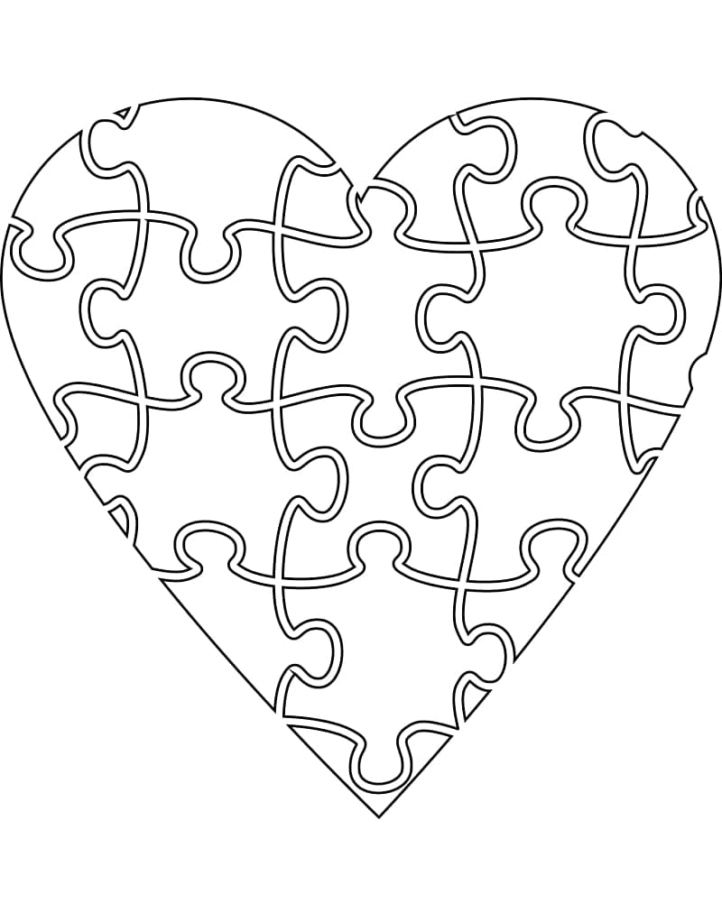 Hjerte Jigsaw Puzzles fargeleggingsside
