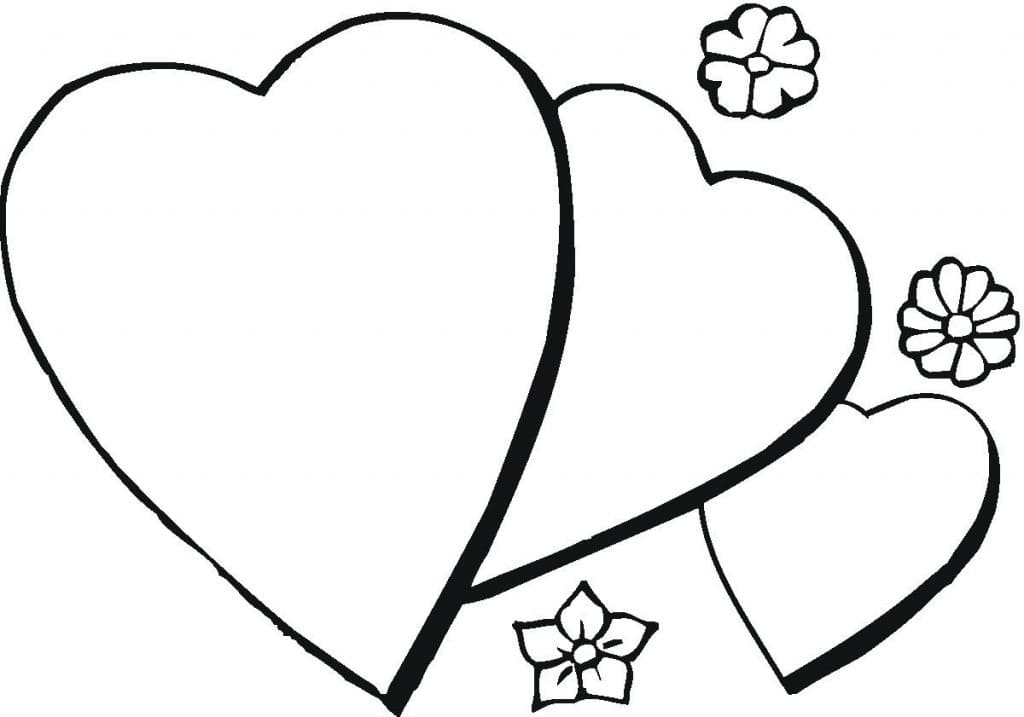 Hjerter Og Blomster fargeleggingsside
