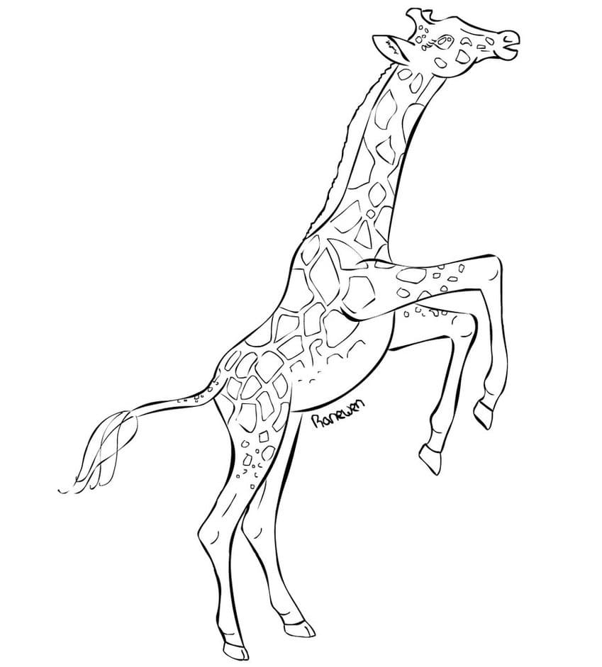 Hoppende Giraff fargelegging