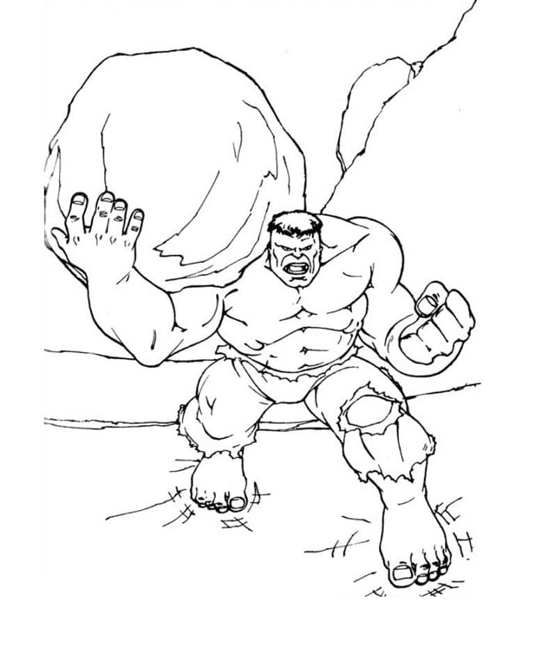 Hulk Som Holder En Stein fargelegging