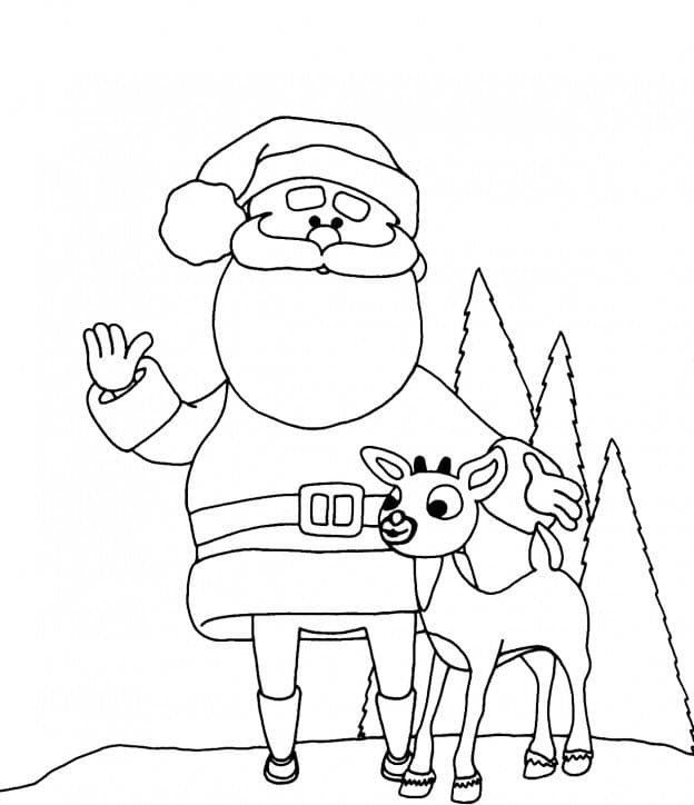 Julenissen Og Rudolph fargelegging