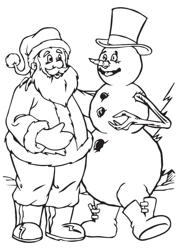 Julenissen Og Snømann fargelegging
