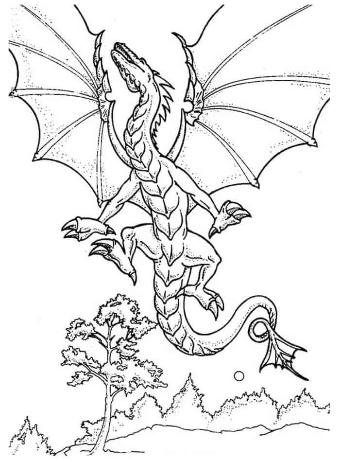 Dragon for Kids Printable fargelegging