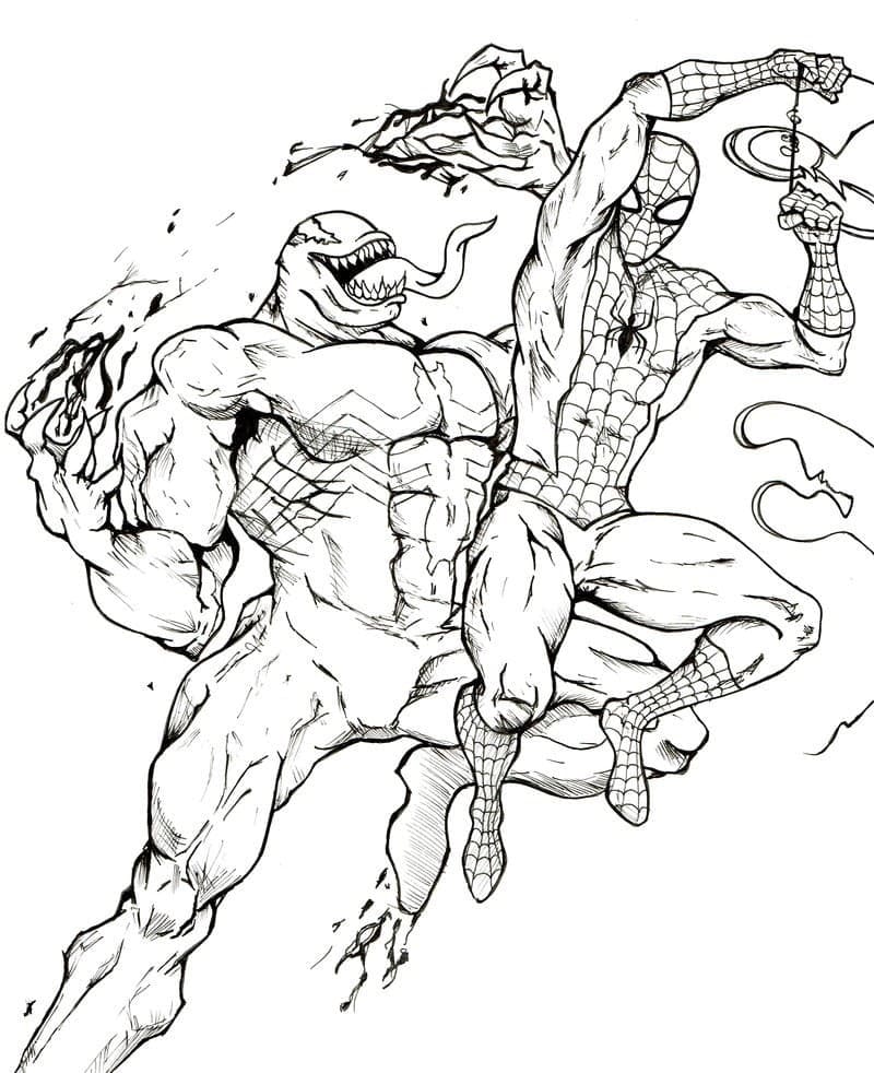 Kult Venom mot Spiderman fargeleggingsside