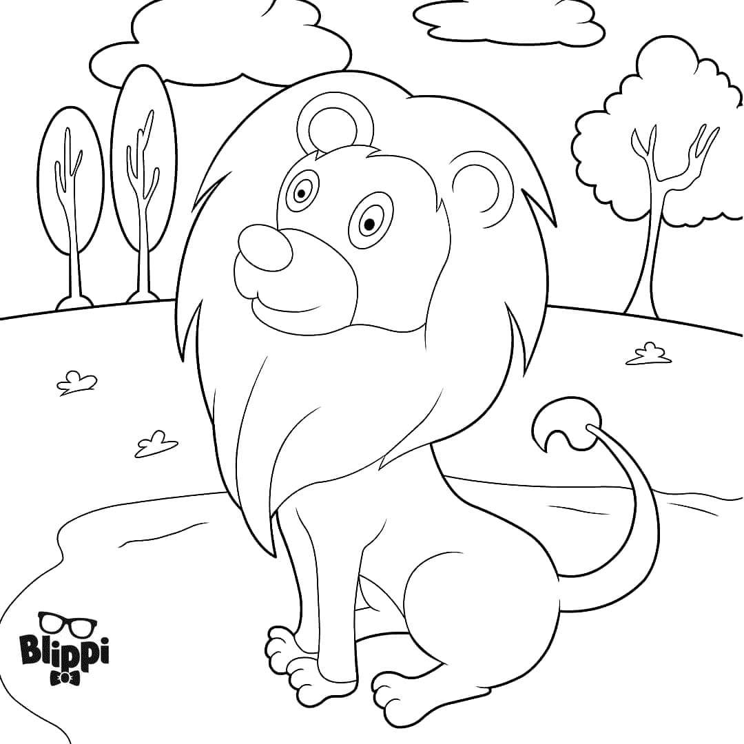 Løve fra Blippi fargeleggingsside