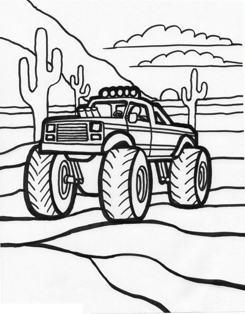 Monstertruck Går i ørkenen fargelegging