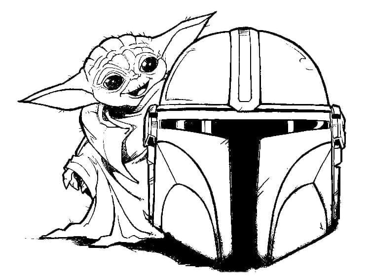 Morsom Baby Yoda Med Hjelm Mandalorian fargelegging