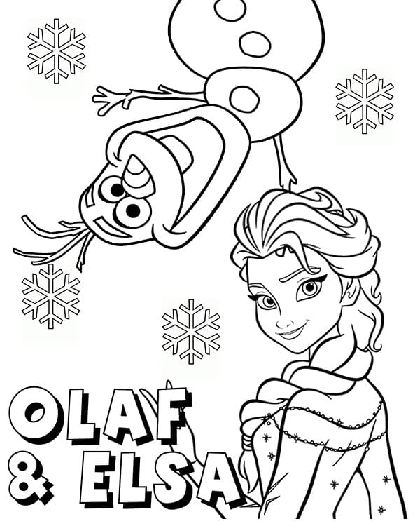 Olaf Og Elsa Fra Frozen fargelegging