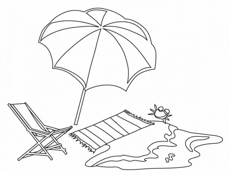 Paraply På Stranden fargeleggingsside