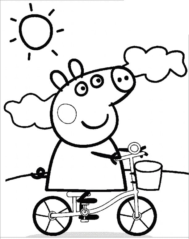 Peppa Gris På Sykkel fargelegging
