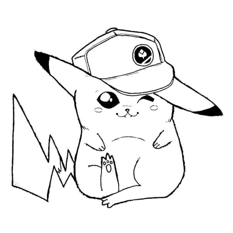 Pikachu Iført Hatt fargelegging