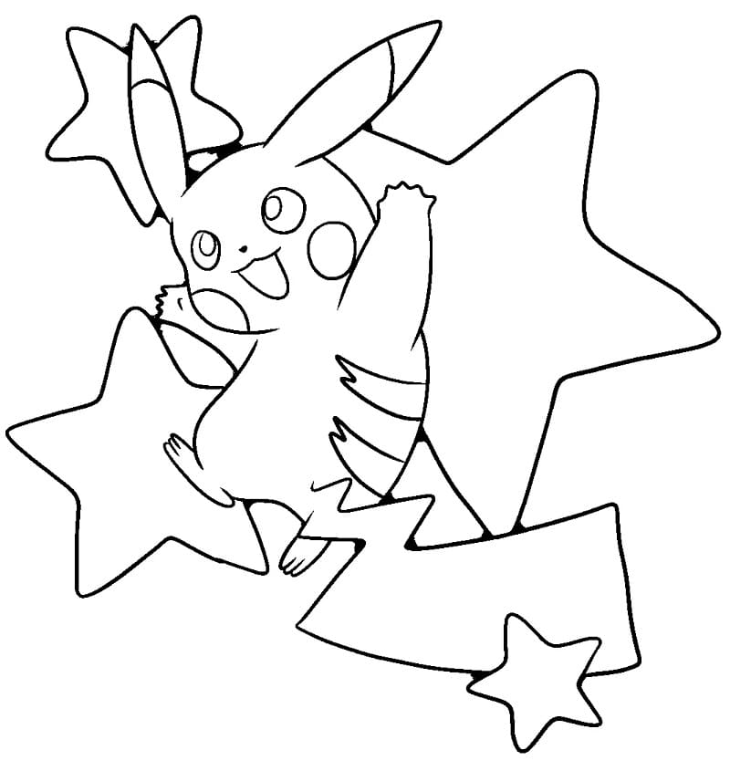Pikachu Med Stjerner fargelegging