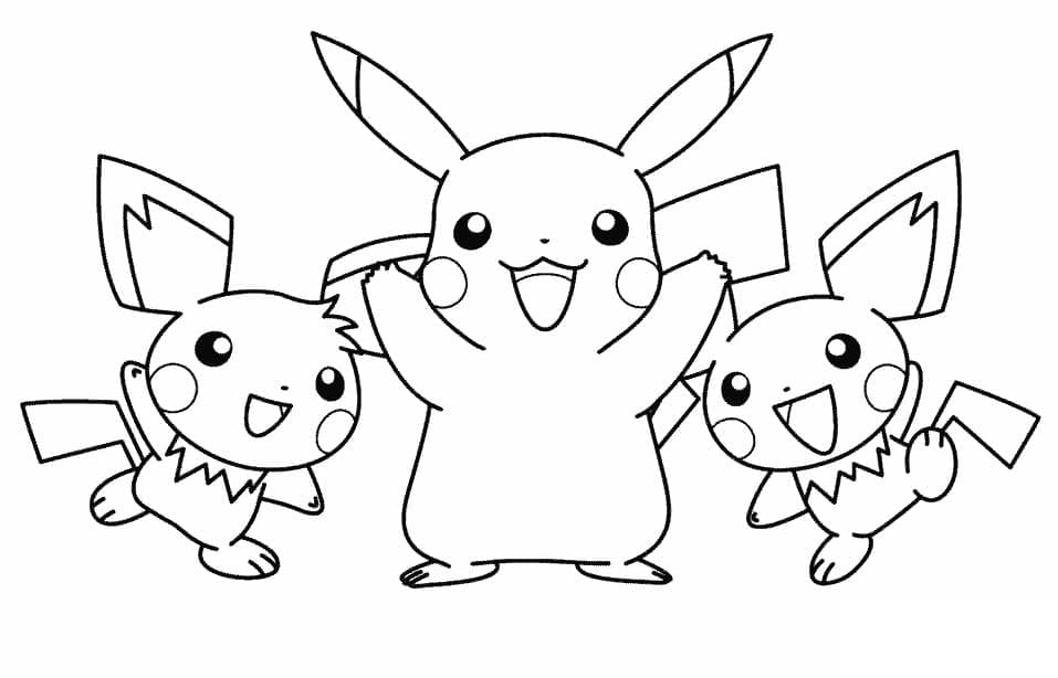 Pikachu Og Venner fargeleggingsside