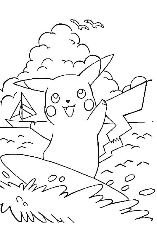 Pikachu Surfing fargeleggingsside