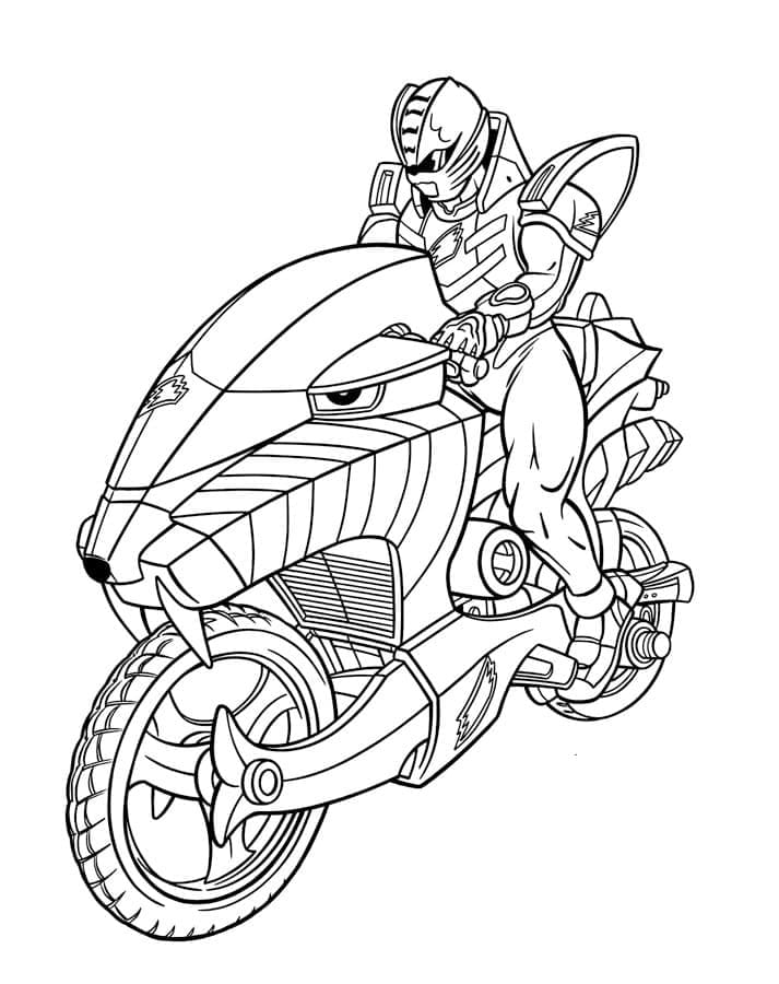 Power Rangers På En Moto fargeleggingsside