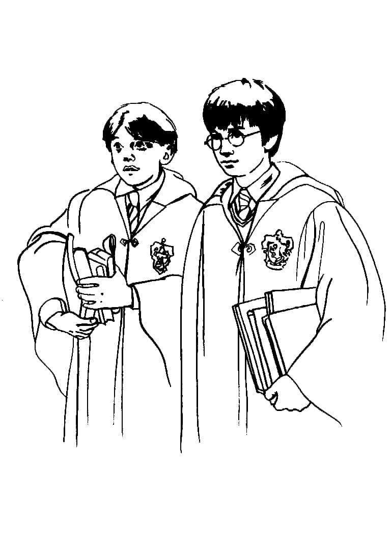 Ron Weasley Og Harry Potter fargelegging