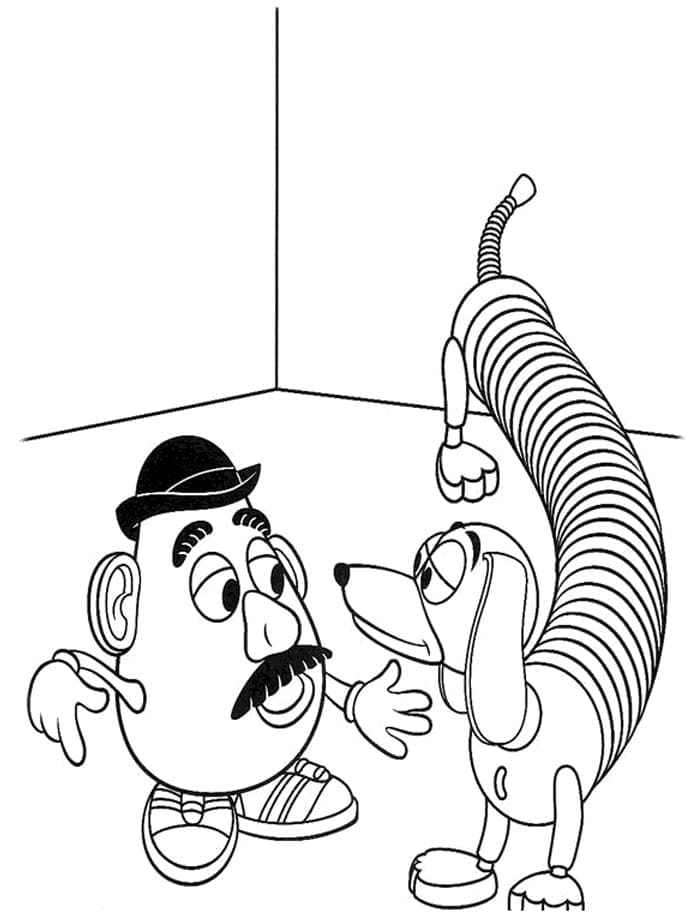 Slinky Hund Og Mr. Potethode fargeleggingsside