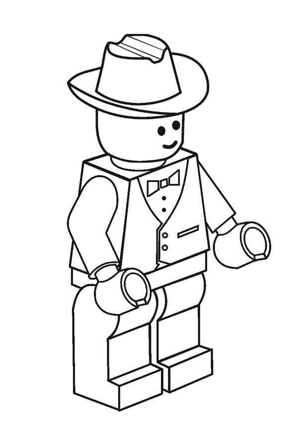 Smilende Lego Cowboy fargeleggingsside