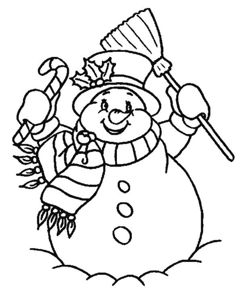 Snømann Som Holder Spyd Og Stokk fargelegging