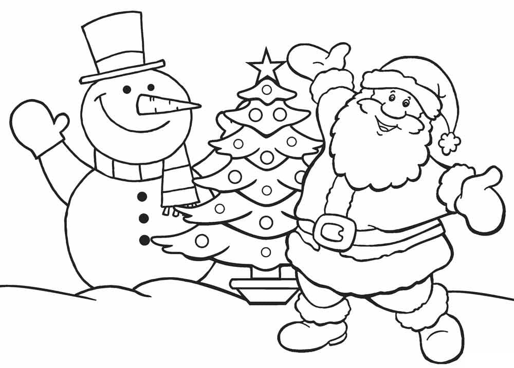 Snømann Og Julenissen fargeleggingsside
