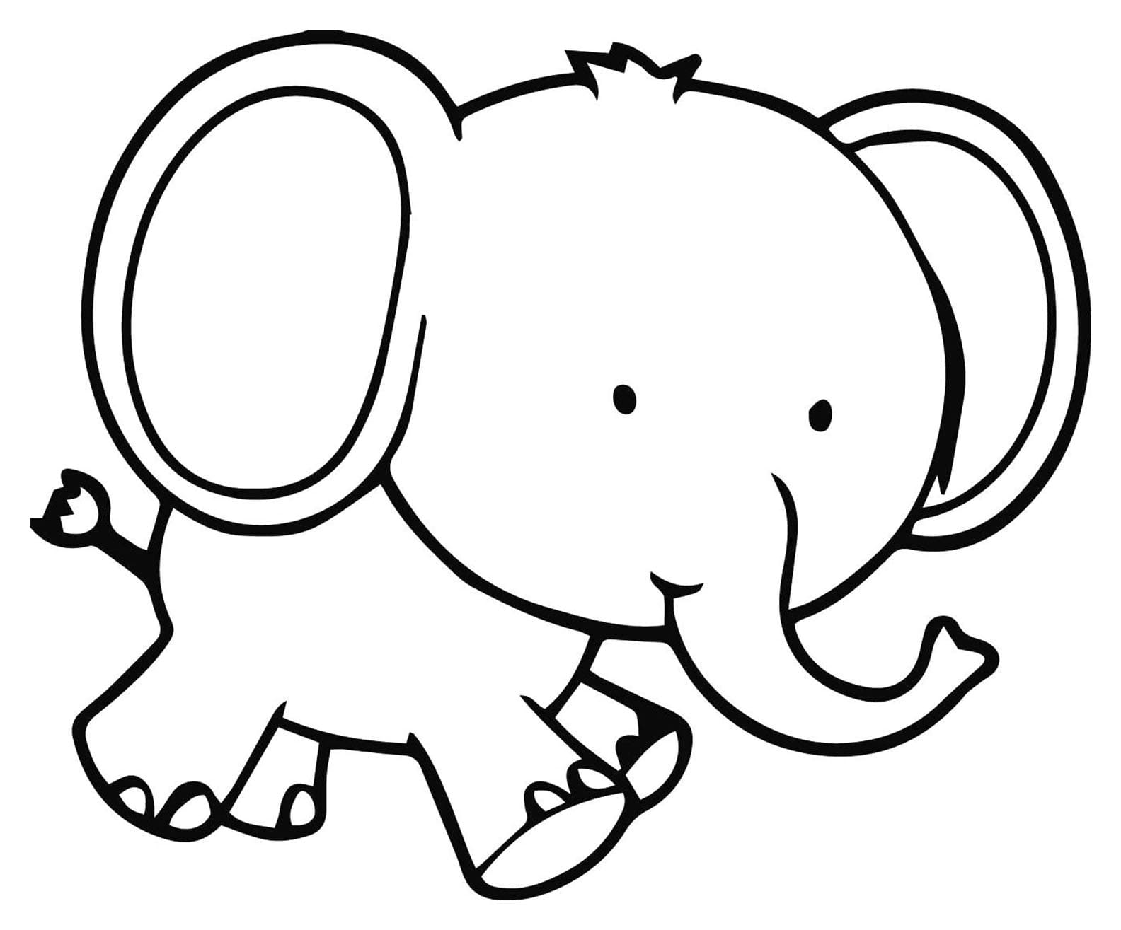 Søt Babyelefant Som Går fargeleggingsside