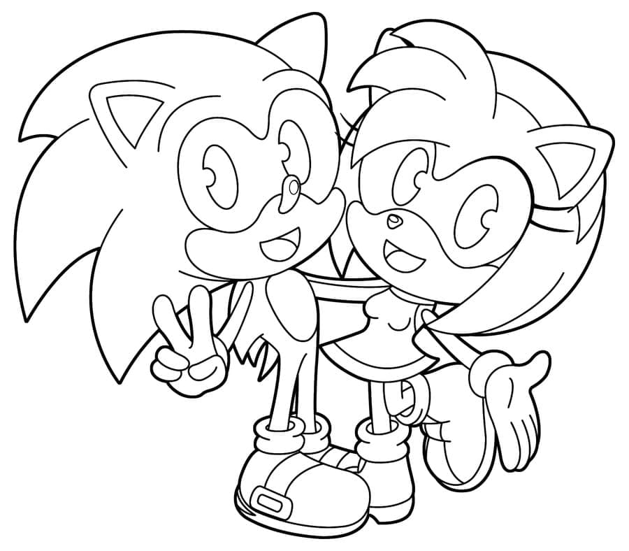 Søte Sonic og Amy Rose fargelegging