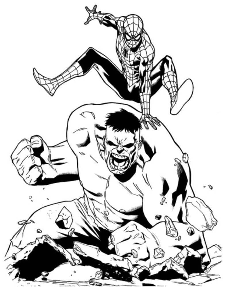 Spiderman Og Hulk fargelegging