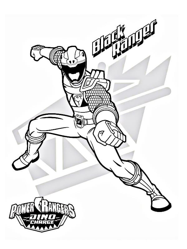 Svart Power Rangers Dino Charge fargeleggingsside