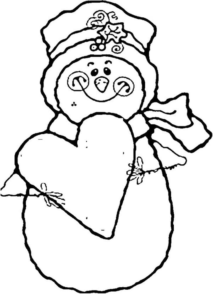 Tegning Snømann Med Hjerte fargelegging