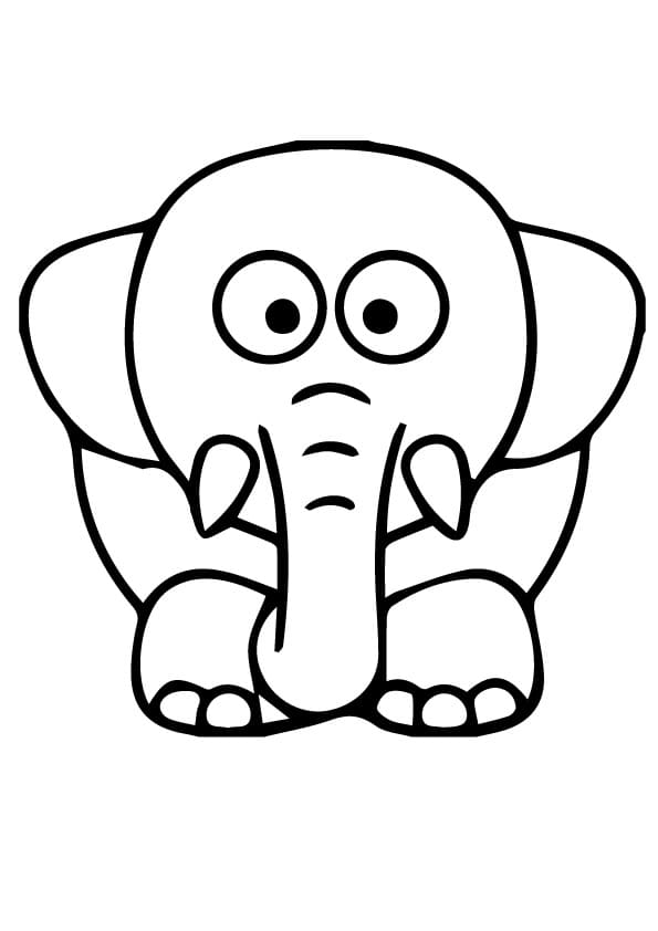 Tegning Søt Elefant fargeleggingsside