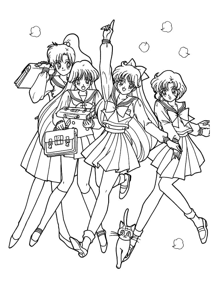 Anime Girls fra Sailor Moon fargelegging