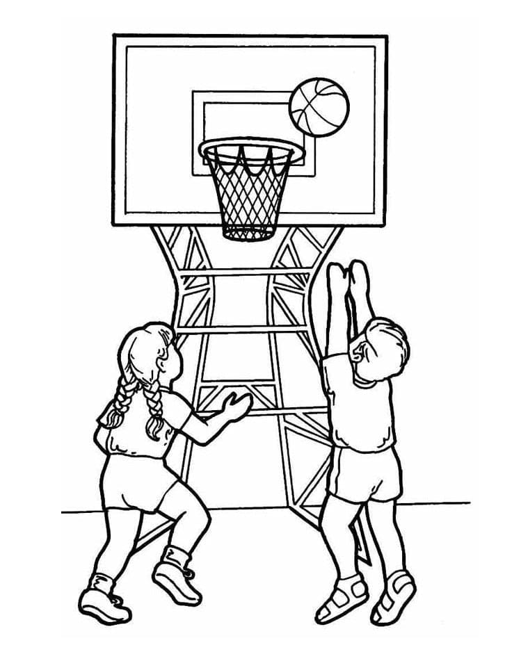 Barn Som Spiller Basketball fargelegging