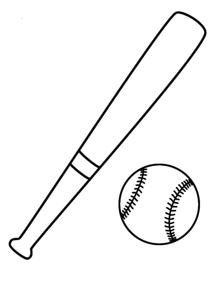 Baseballbat Og Bold fargeleggingsside