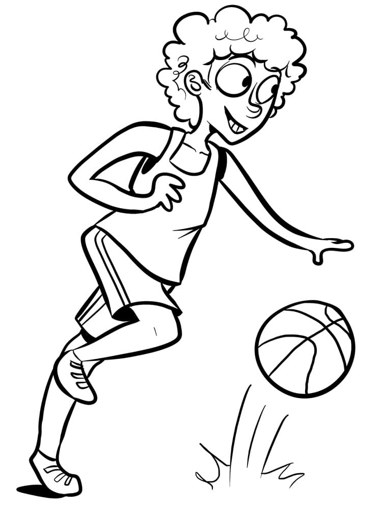 Basketball Jente Som Spiller Basketball fargelegging