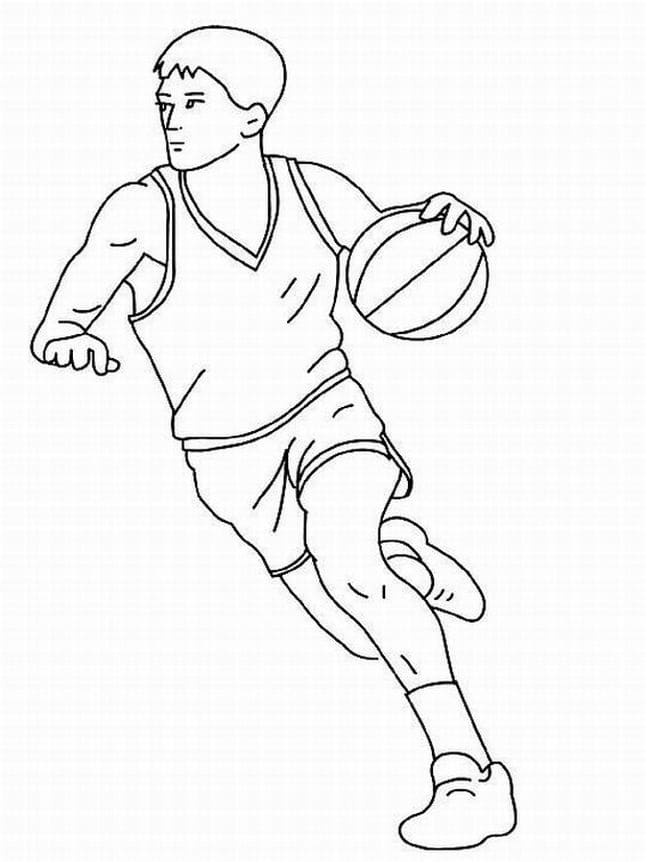 Basketballspiller Som Løper fargelegging