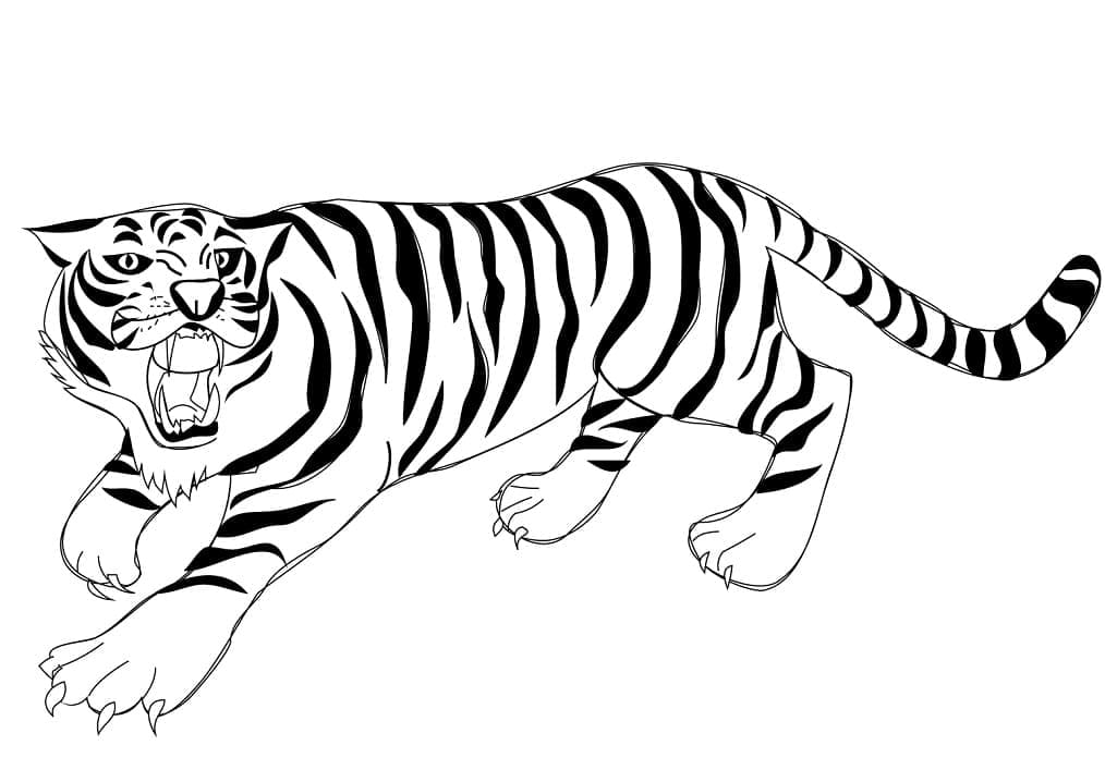 Brølende Tiger fargeleggingsside