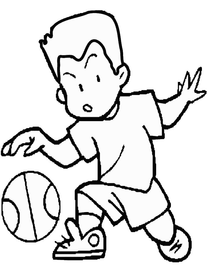 En Gutt Som Spiller Basketball fargelegging