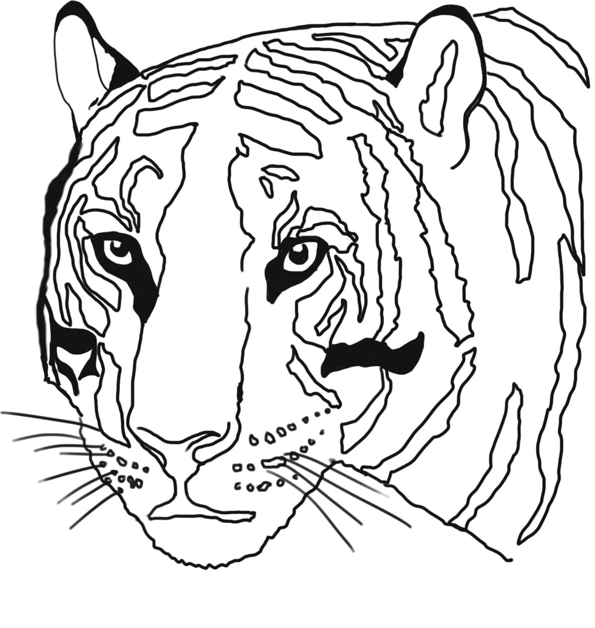 Enkelt Tigerhode fargeleggingsside