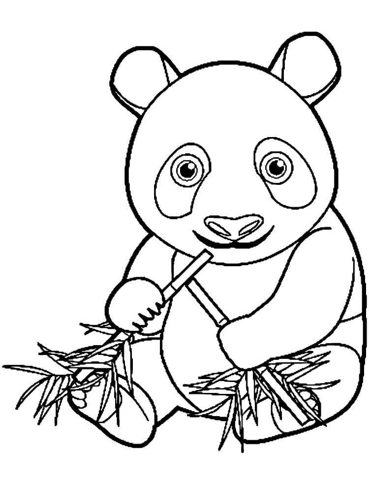 Glad Panda Med Bambus fargeleggingsside