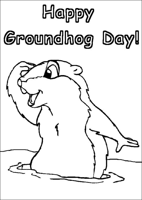 Gratulerer med Groundhog Day-tegning fargeleggingsside