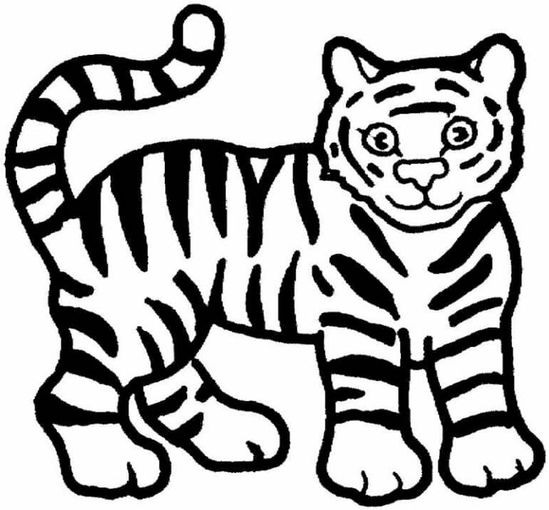 Grunnleggende Tegning Tiger fargeleggingsside