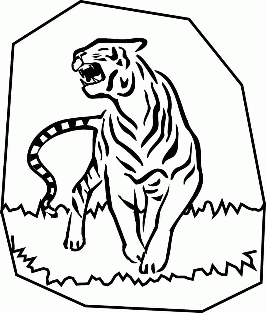 Håndtegning Brølende Tiger fargelegging