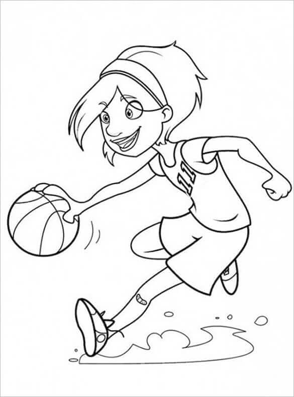 Kul Jente Som Spiller Basketball fargelegging