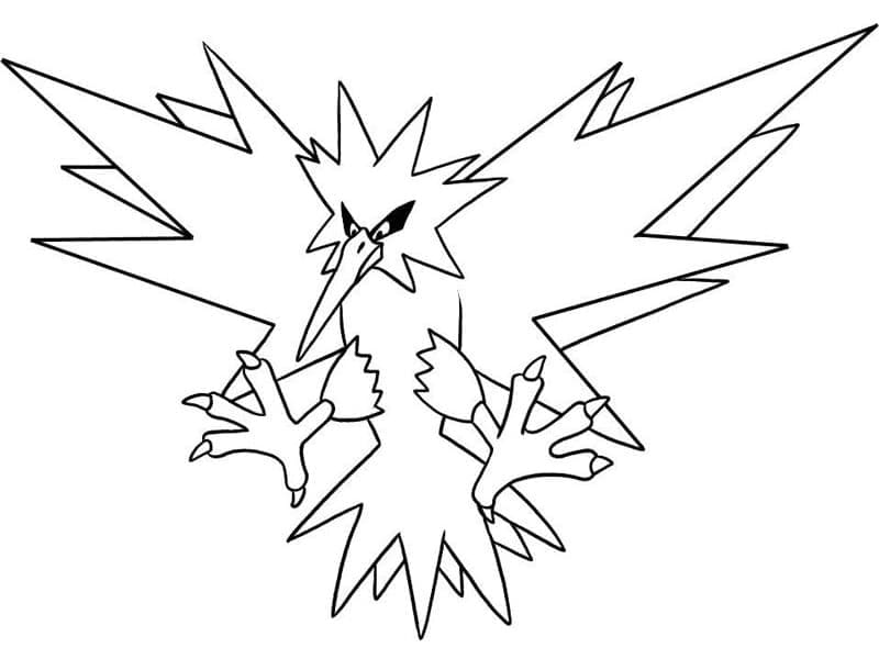 Legendariske Pokemon Zapdos fargeleggingsside